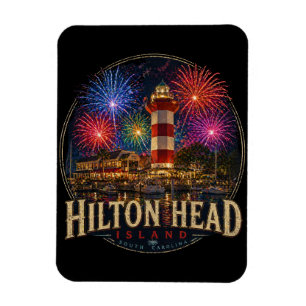 Hilton Head Island Lighthouse Patriottische Vuurwe Magneet