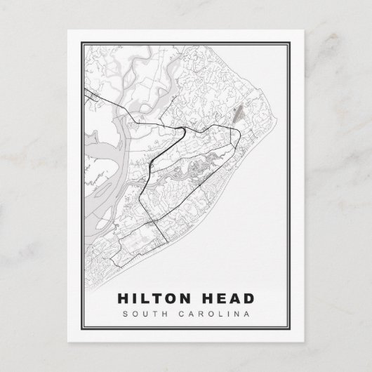 Hilton Head Island Map Briefkaart (Voorkant)
