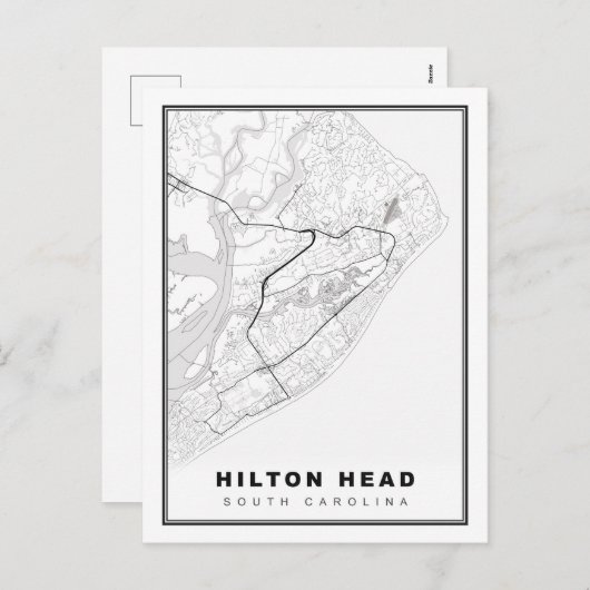 Hilton Head Island Map Feestdagenkaart (Voorkant / Achterkant)