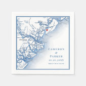 Hilton Head Island SC Kaart Elegante marinebruilof Servet (Voorkant)