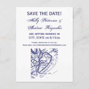 Hilton Head Island SC  Map Navy Blue Aankondigingskaart