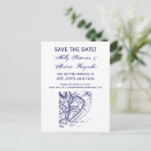 Hilton Head Island SC  Map Navy Blue Aankondigingskaart (Staand voorkant)