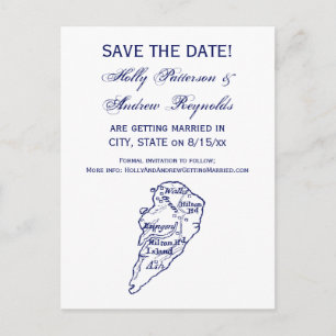 Hilton Head Island SC  Map Navy Blue Aankondigingskaart