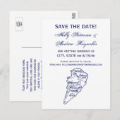 Hilton Head Island SC Map Navy Blue Aankondigingskaart (Voorkant / Achterkant)