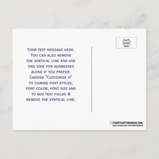 Hilton Head Island SC Map Navy Blue Aankondigingskaart (Achterkant)