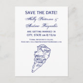 Hilton Head Island SC Map Navy Blue Aankondigingskaart (Voorkant)