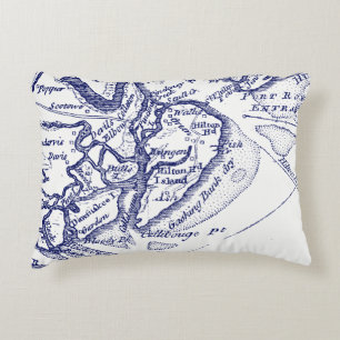 Hilton Head Island SC  Map Navy Blue Accent Kussen