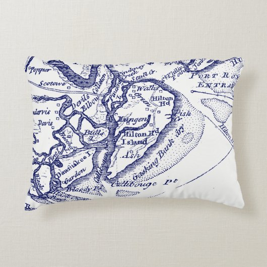 Hilton Head Island SC  Map Navy Blue Accent Kussen (Voorkant)