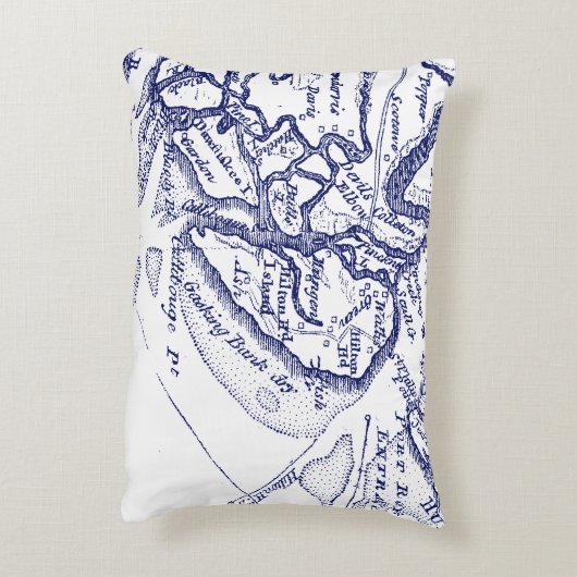 Hilton Head Island SC  Map Navy Blue Accent Kussen (Achterkant (Verticaal))