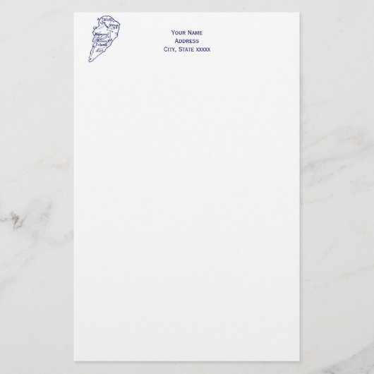 Hilton Head Island SC  Map Navy Blue Briefpapier (Voorkant)