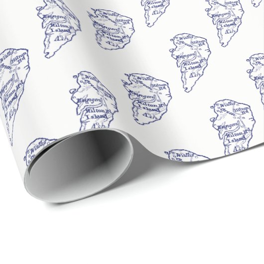 Hilton Head Island SC  Map Navy Blue Cadeaupapier (Rol Hoek)