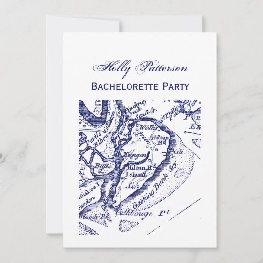 Hilton Head Island SC  Map Navy Blue Kaart (Voorkant)