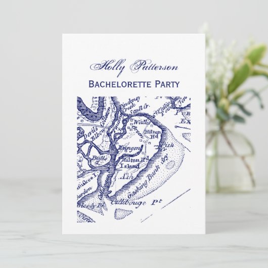 Hilton Head Island SC Map Navy Blue Kaart (Staand voorkant)