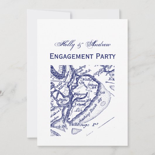 Hilton Head Island SC  Map Navy Blue Kaart (Voorkant)