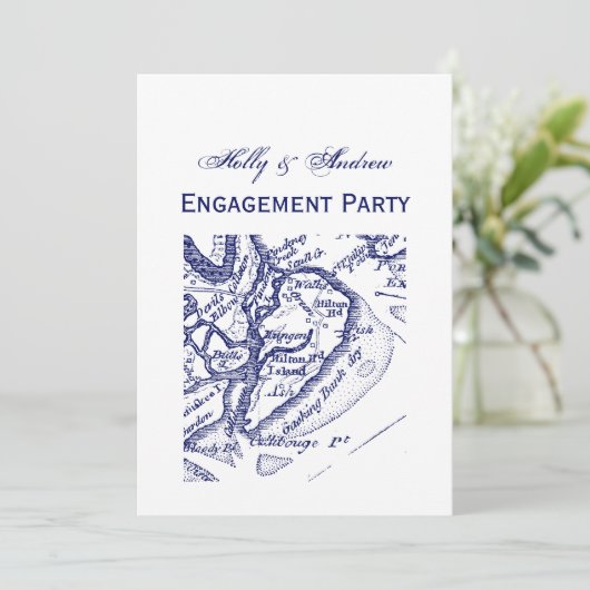 Hilton Head Island SC  Map Navy Blue Kaart (Staand voorkant)