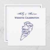 Hilton Head Island SC Map Navy Blue Kaart (Voorkant / Achterkant)