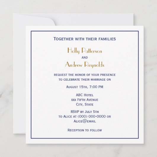 Hilton Head Island SC Map Navy Blue Kaart (Achterkant)