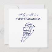 Hilton Head Island SC Map Navy Blue Kaart (Voorkant)