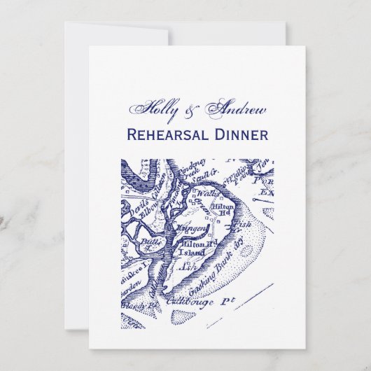 Hilton Head Island SC Map Navy Blue Kaart (Voorkant)