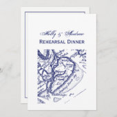 Hilton Head Island SC Map Navy Blue Kaart (Voorkant / Achterkant)