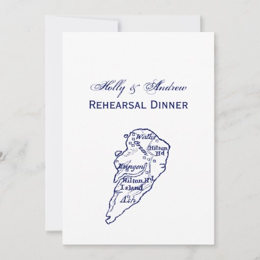 Hilton Head Island SC Map Navy Blue Kaart (Voorkant)