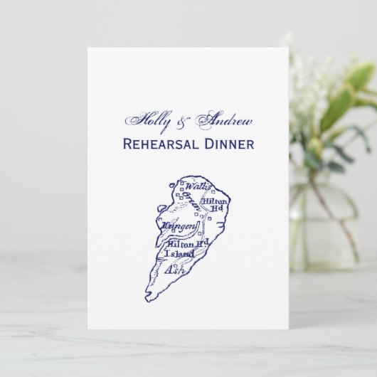 Hilton Head Island SC  Map Navy Blue Kaart (Staand voorkant)