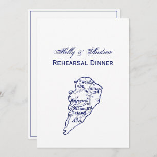 Hilton Head Island SC Map Navy Blue Kaart