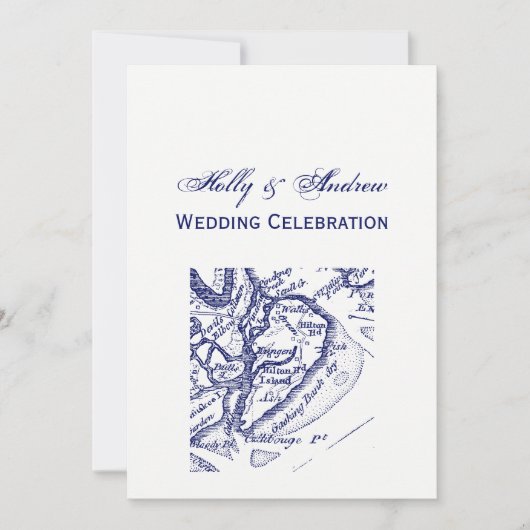 Hilton Head Island SC Map Navy Blue Kaart (Voorkant)