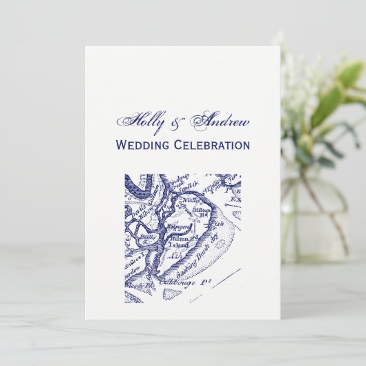 Hilton Head Island SC  Map Navy Blue Kaart (Staand voorkant)