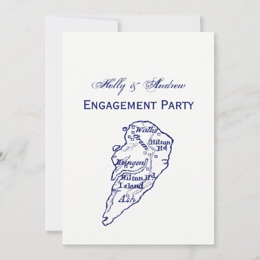 Hilton Head Island SC Map Navy Blue Kaart (Voorkant)