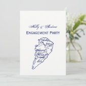 Hilton Head Island SC  Map Navy Blue Kaart (Staand voorkant)