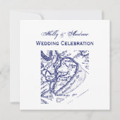 Hilton Head Island SC  Map Navy Blue Kaart (Voorkant)