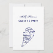 Hilton Head Island SC  Map Navy Blue Kaart (Voorkant)