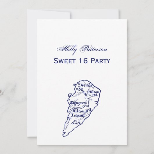 Hilton Head Island SC  Map Navy Blue Kaart (Voorkant)