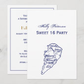 Hilton Head Island SC  Map Navy Blue Kaart (Voorkant / Achterkant)