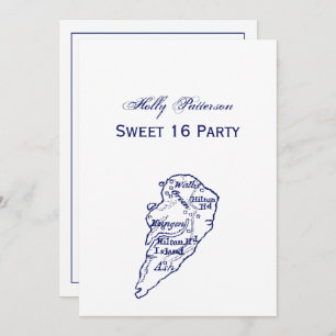 Hilton Head Island SC Map Navy Blue Kaart