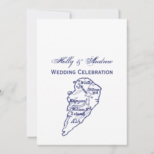 Hilton Head Island SC  Map Navy Blue Kaart (Voorkant)