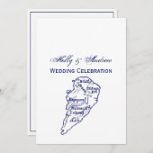 Hilton Head Island SC Map Navy Blue Kaart (Voorkant / Achterkant)