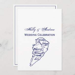 Hilton Head Island SC Map Navy Blue Kaart