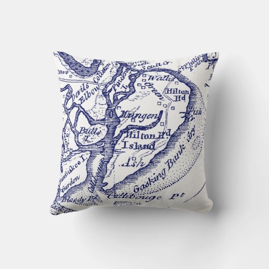 Hilton Head Island SC  Map Navy Blue Kussen (Achterkant)