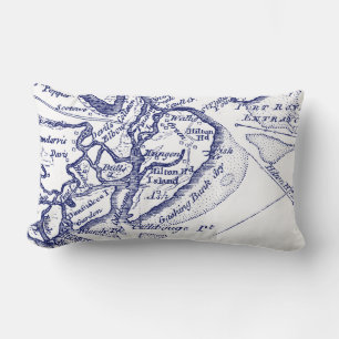 Hilton Head Island SC  Map Navy Blue Kussen