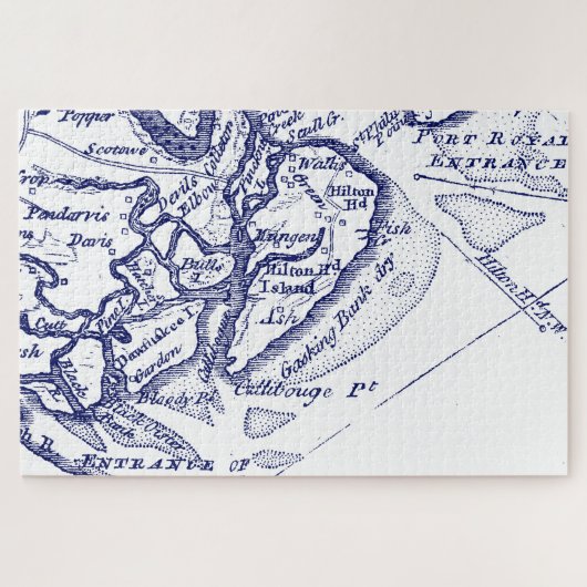 Hilton Head Island SC Map Navy Blue Legpuzzel (Horizontaal)