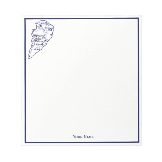 Hilton Head Island SC  Map Navy Blue Notitieblok (Voorkant)