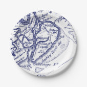 Hilton Head Island SC  Map Navy Blue Papieren Bordje (Voorkant)