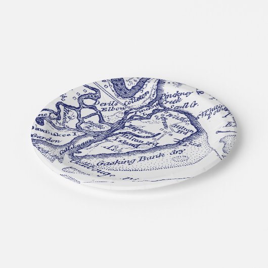 Hilton Head Island SC  Map Navy Blue Papieren Bordje (Gekanteld)