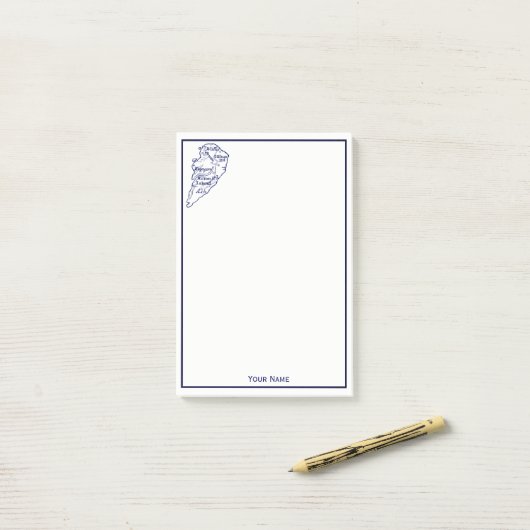 Hilton Head Island SC Map Navy Blue Post-it® Notes (Op bureau)