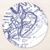 Hilton Head Island SC  Map Navy Blue Ronde Kartonnen Onderzetter (Voorkant)