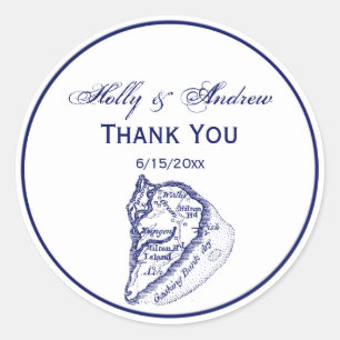 Hilton Head Island SC Map Navy Blue Ronde Sticker