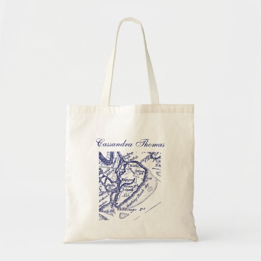 Hilton Head Island SC  Map Navy Blue Tote Bag (Voorkant)