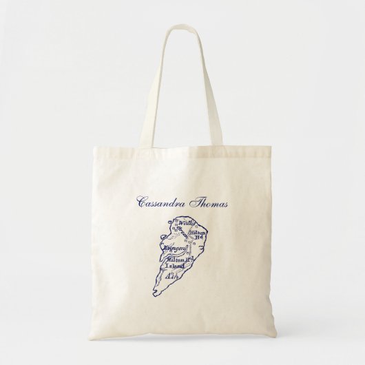 Hilton Head Island SC  Map Navy Blue Tote Bag (Voorkant)